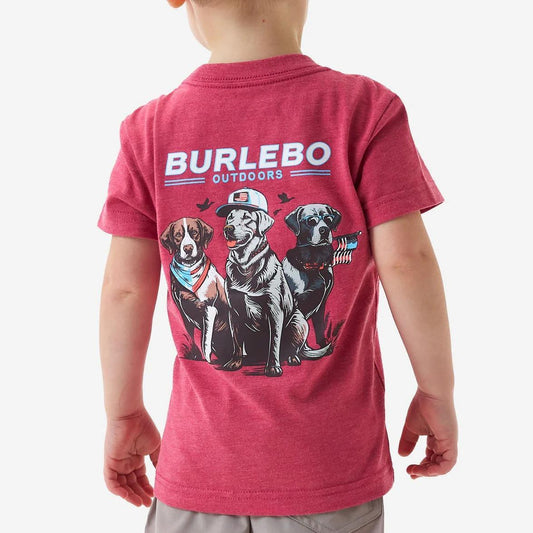 Burlebo Youth Short Sleeve Tee - American Dogs - Heather Crimson
