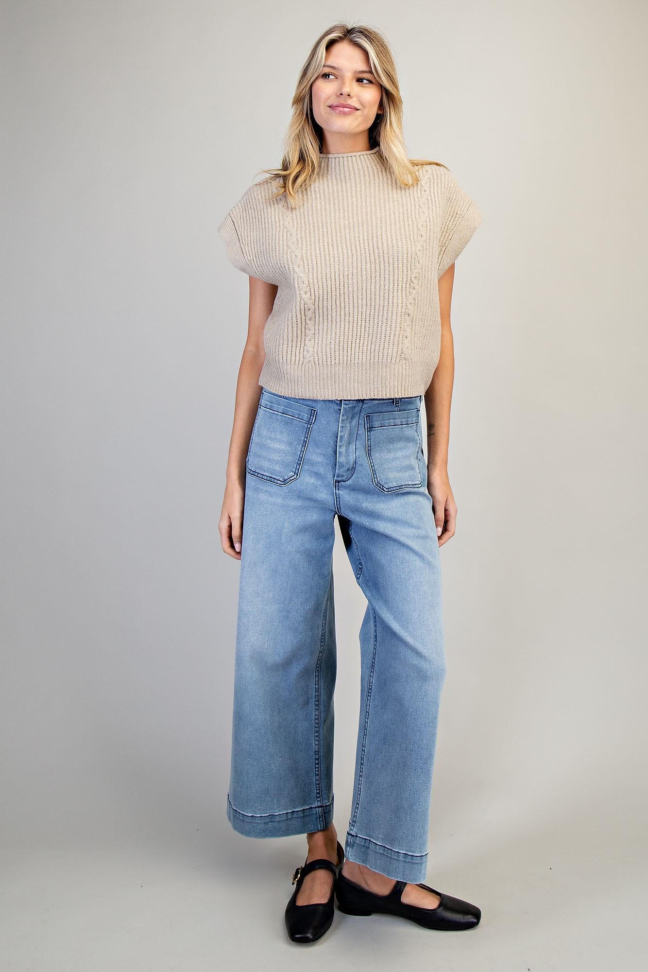 ee:some Mock Neck Sleeveless Cropped Sweater