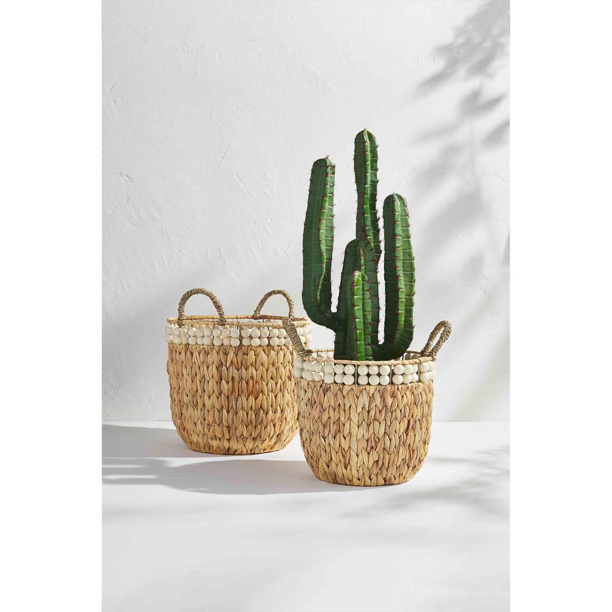 White Double Bead Basket Set