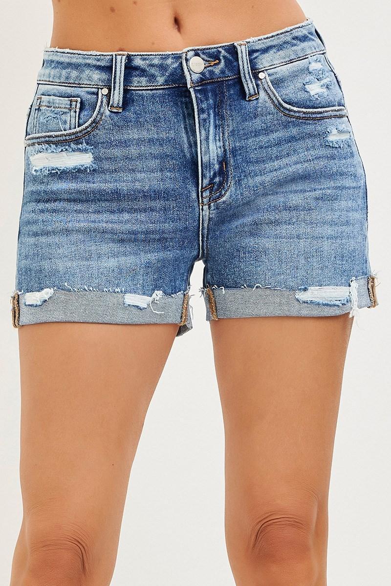 RISEN RDS6282 MID RISE CUFFED SHORTS