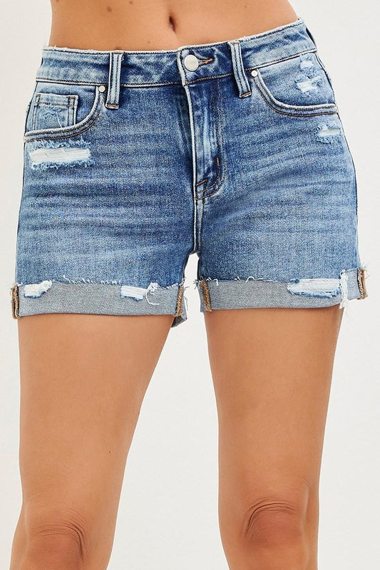 RISEN RDS6282 MID RISE CUFFED SHORTS