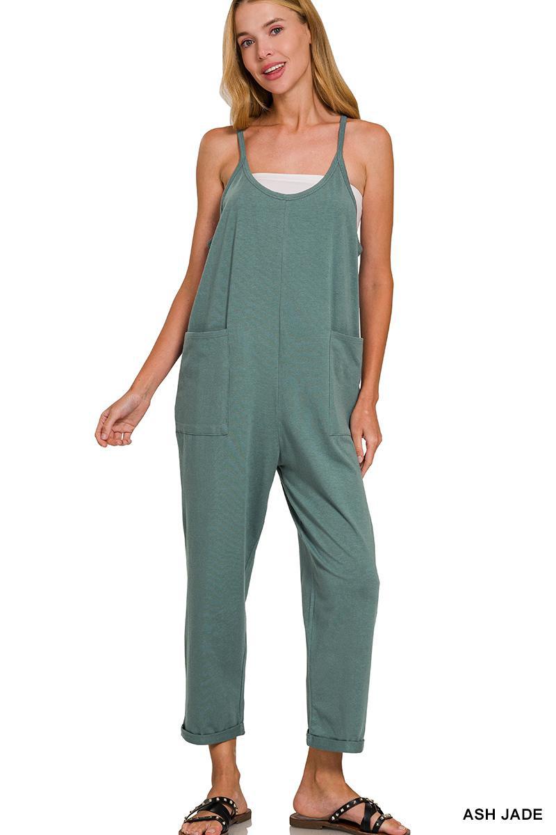 Zenana CP-3363A5 Spaghetti Strap Pocketed Jumpsuit