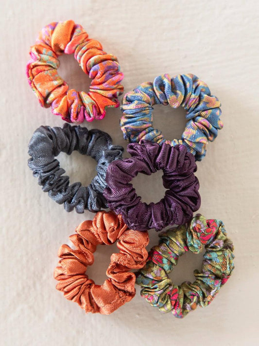 Natural Life Mini Satin Scrunchies, Set of 6 - Berry