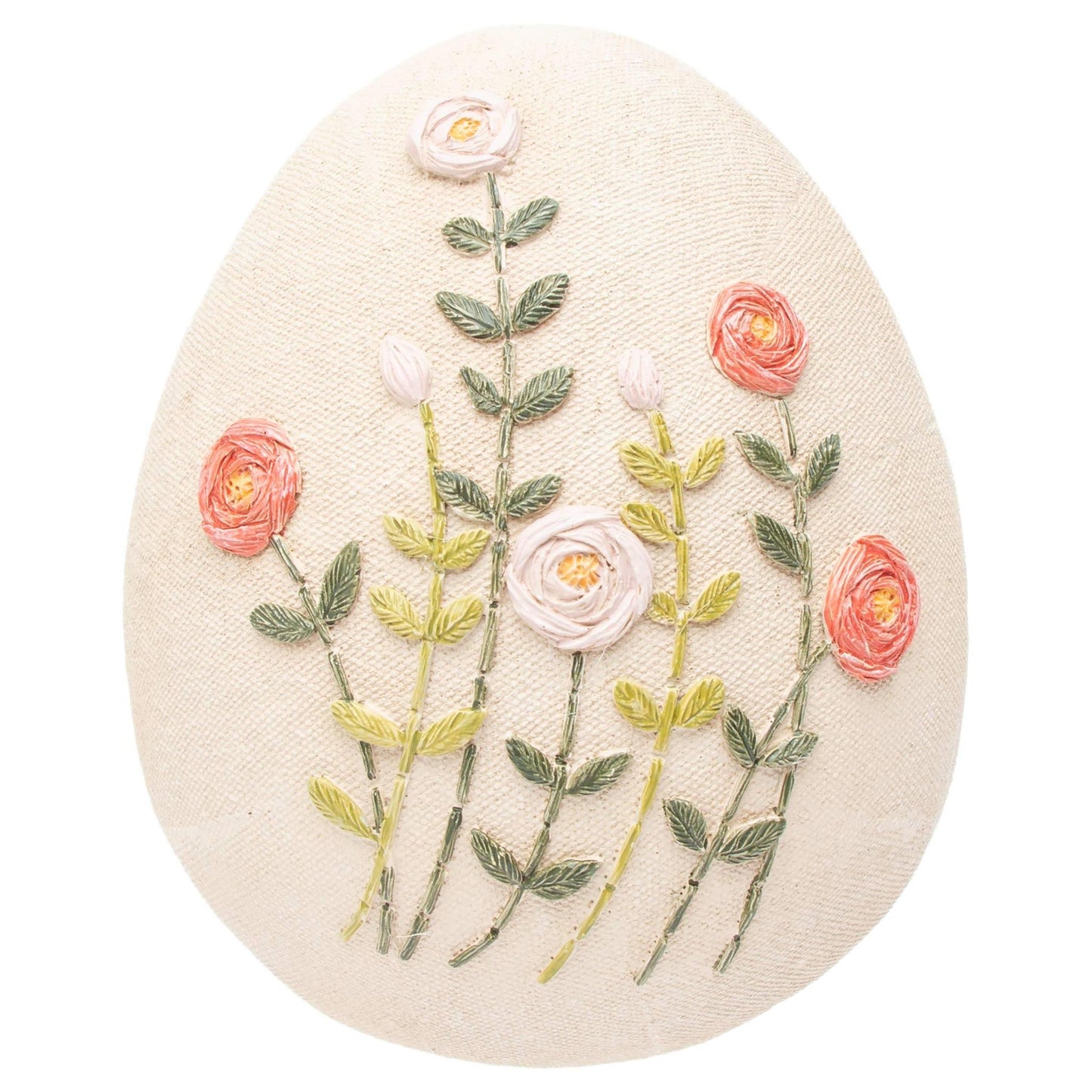 6" Tall Floral Embossed Resin Easter Egg