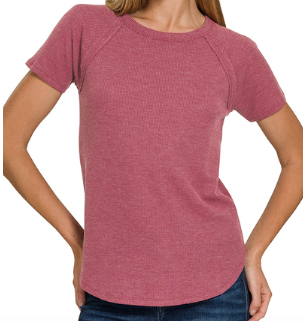 Zenana BABY WAFFLE SHORT SLEEVE TOP