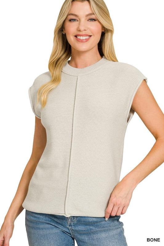 Zenana #TW-2789Y Center Seam Sleeveless Sweater
