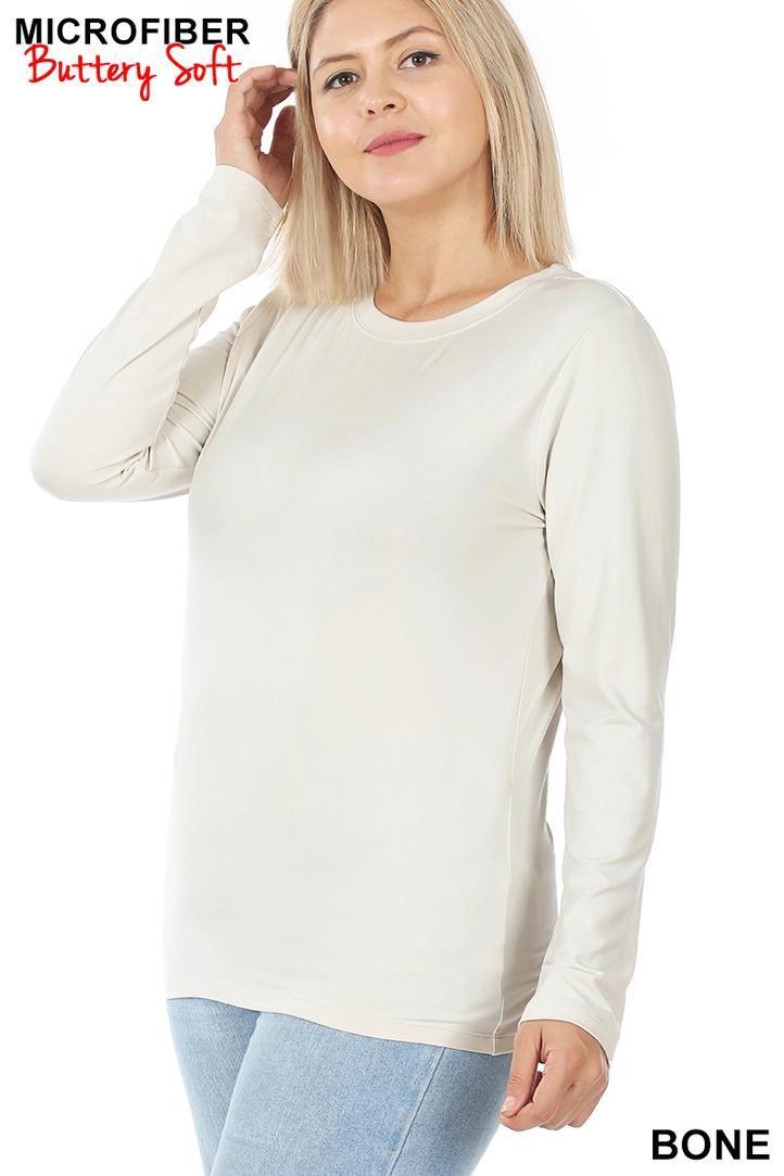 Zenana Brushed Microfiber Long Sleeve Round Neck Tee
