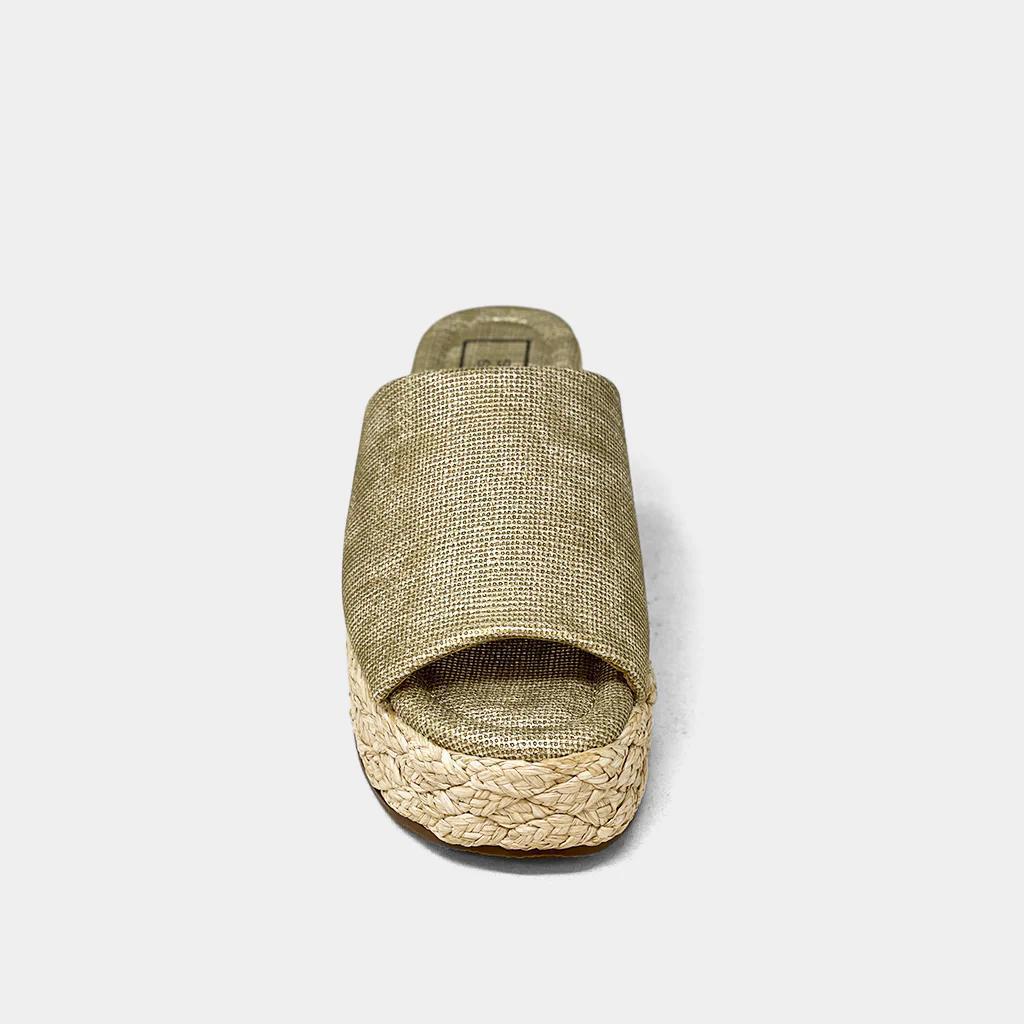 ShuShop Lizzie Gold Woven Wedge Shoe