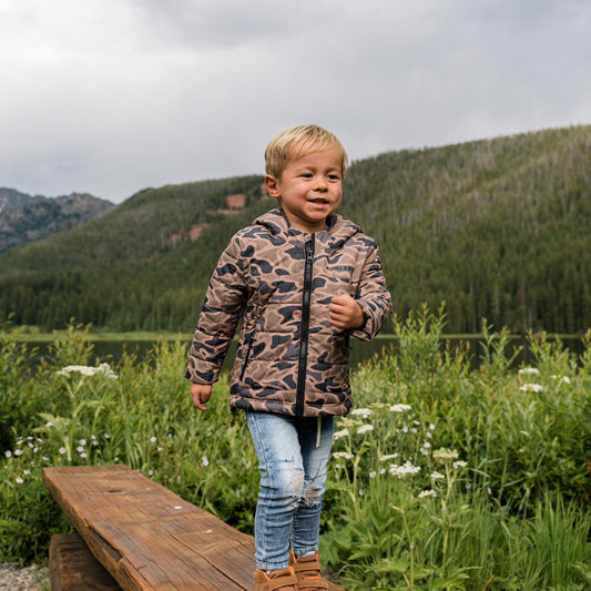 BURLEBO GAUGE CAMO YOUTH PUFFER JACKET