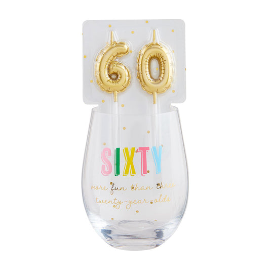 60 Wine Glass & Candle Set