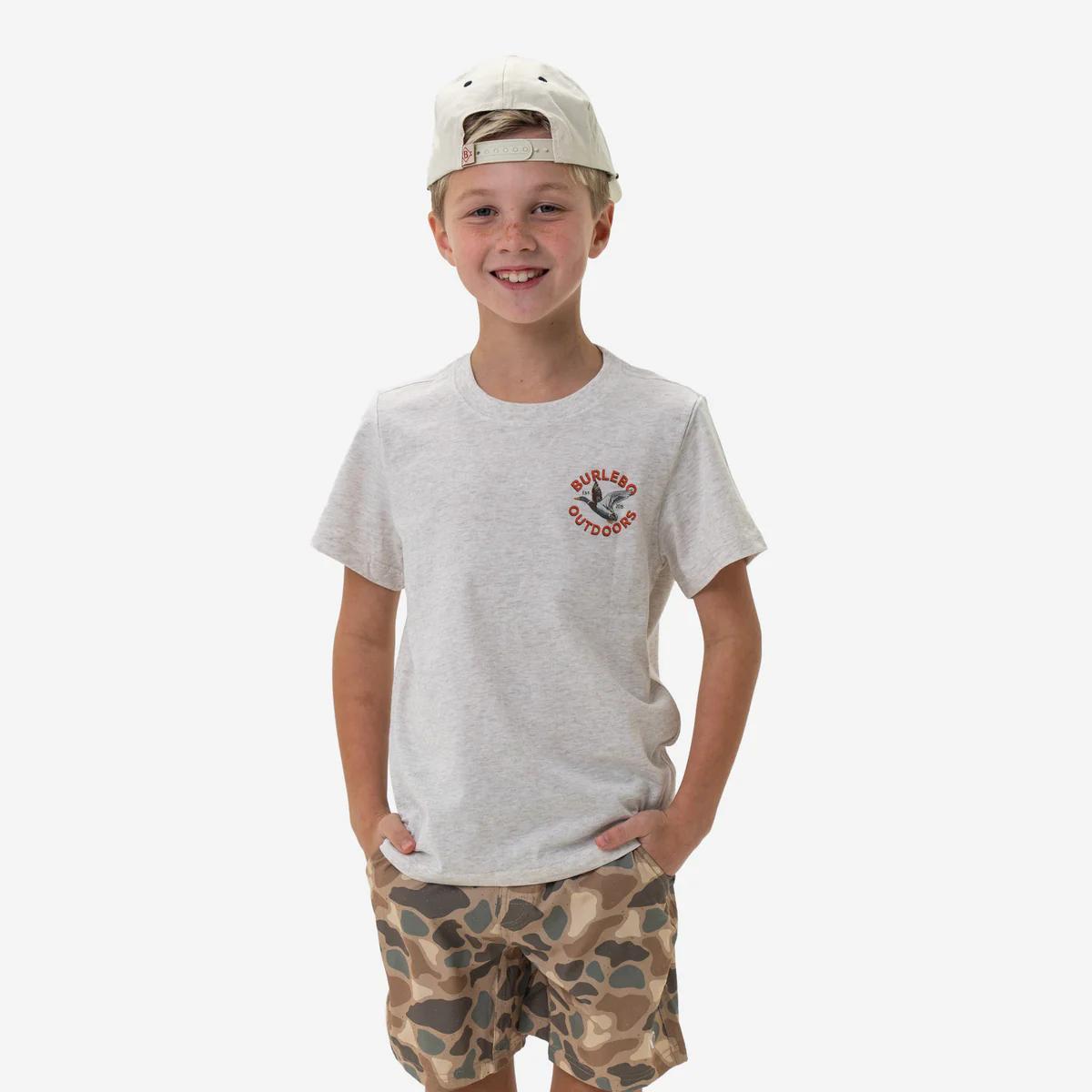 BURLEBO Youth Short Sleeve Tee - Old School Duck Hunt - Heather Oatmeal