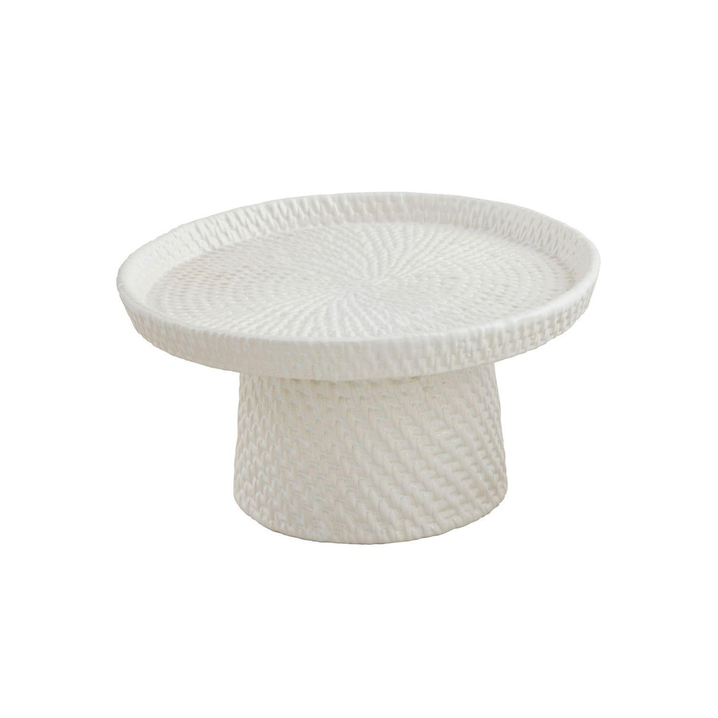 Large Woven Stoneware Pedestal Server