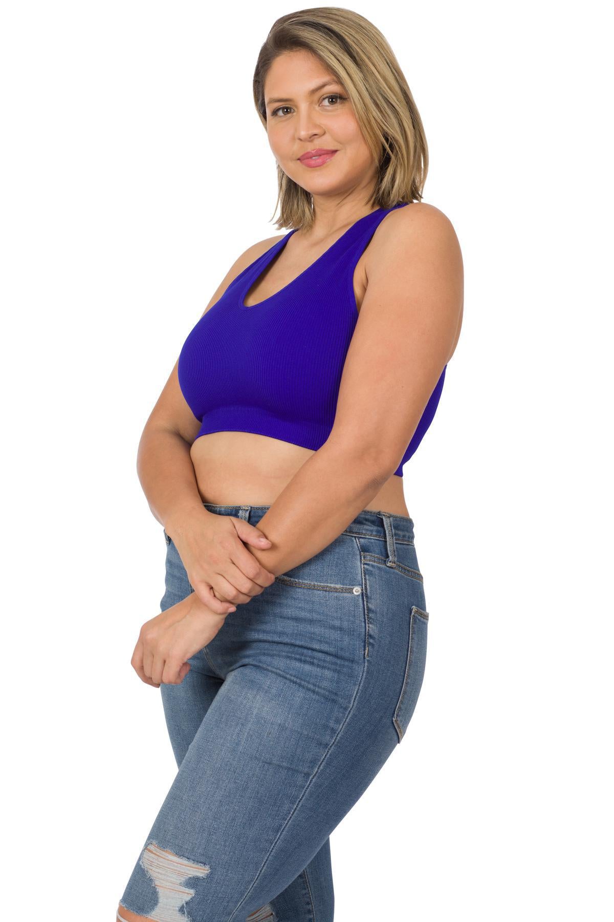 ZENANA NT-54014 CURVY SEAMLESS RIBBED CROPPED RACERBACK TANK TOP
