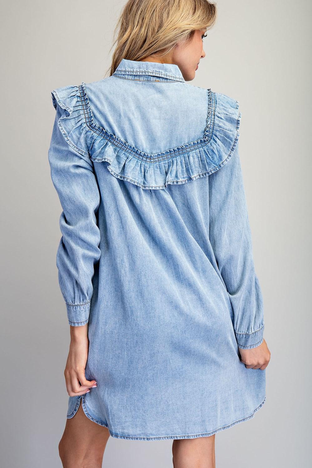 ee:some Collared Button Down Long Sleeve Mini Dress