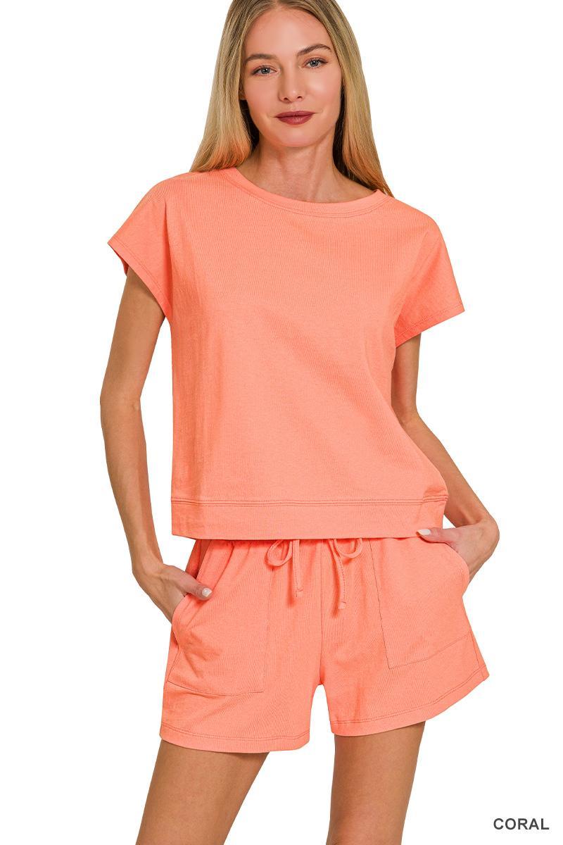 Zenana Premium cotton top & shorts set
