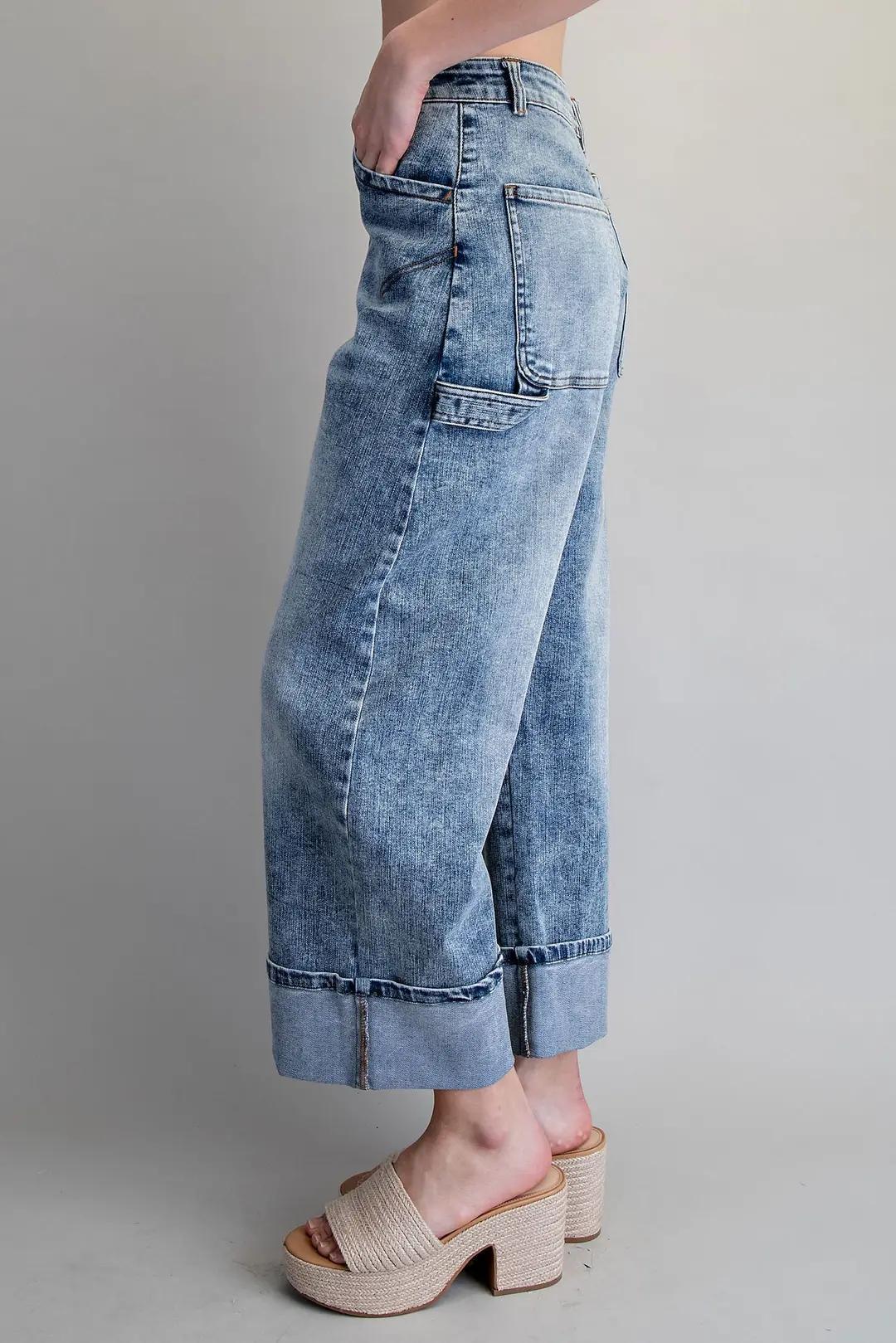 EE:Some Zipper Front Rolled Up Hem Pants