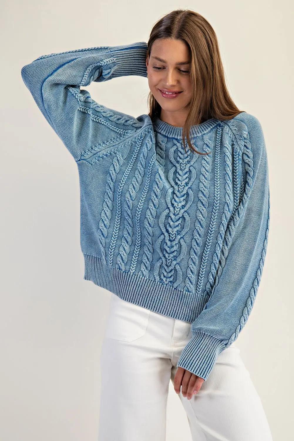 EE:SOME Mineral Washed Cable/Braid Sweater