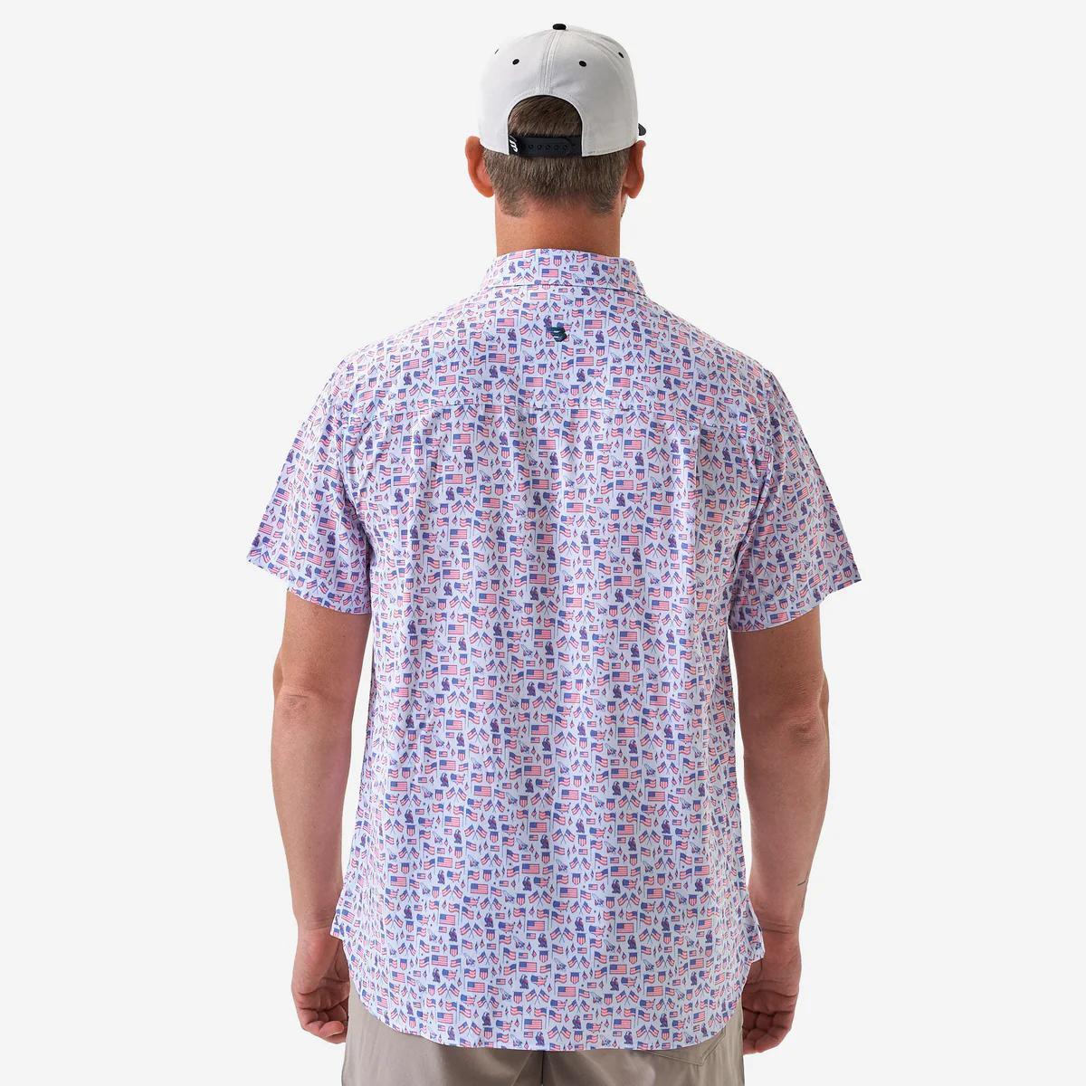 BURLEBO Performance Button Up - Old Glory - White