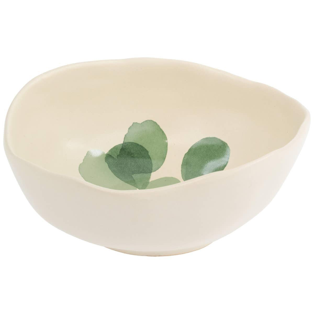 6.5" Leaf And Stem Ceramic Bowl