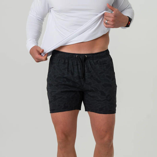 BURLEBO 5.5" ATHLETIC SHORT - BLACK CAMO