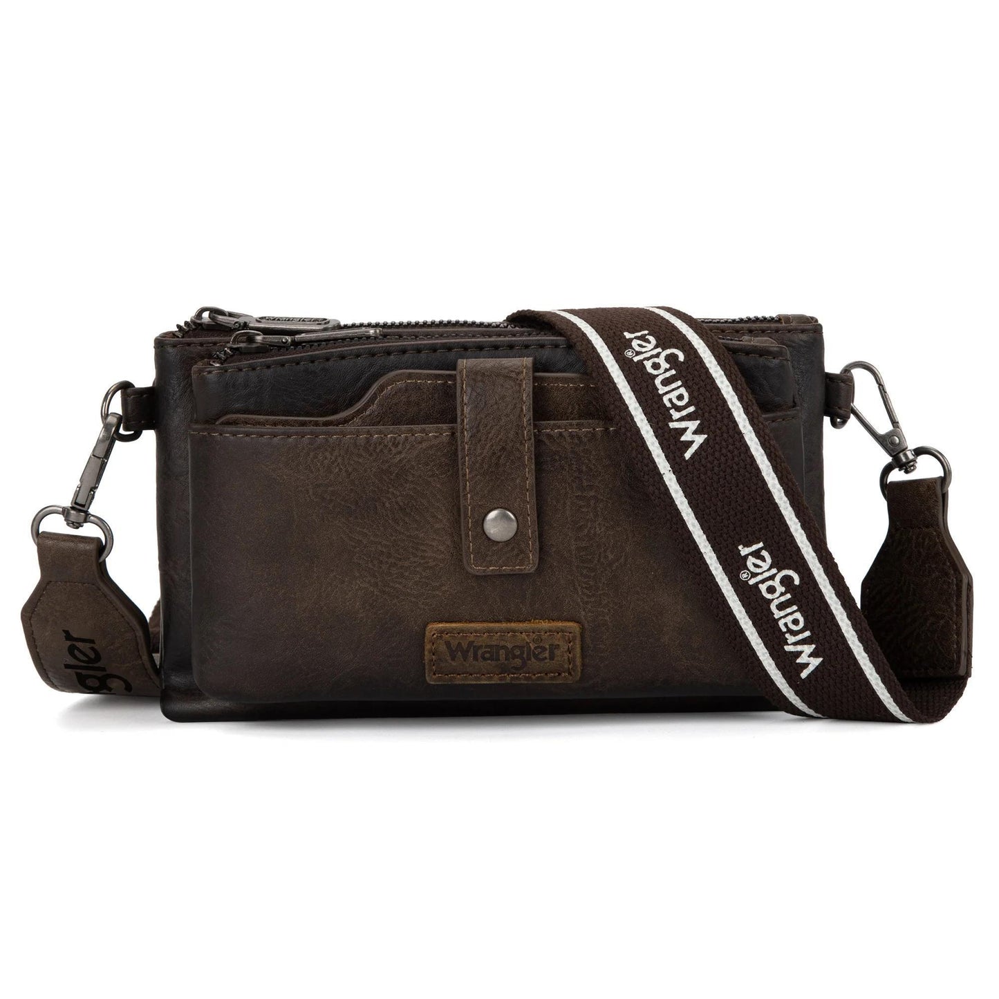 Wrangler Dual Zipper Compartment Crossbody Bag