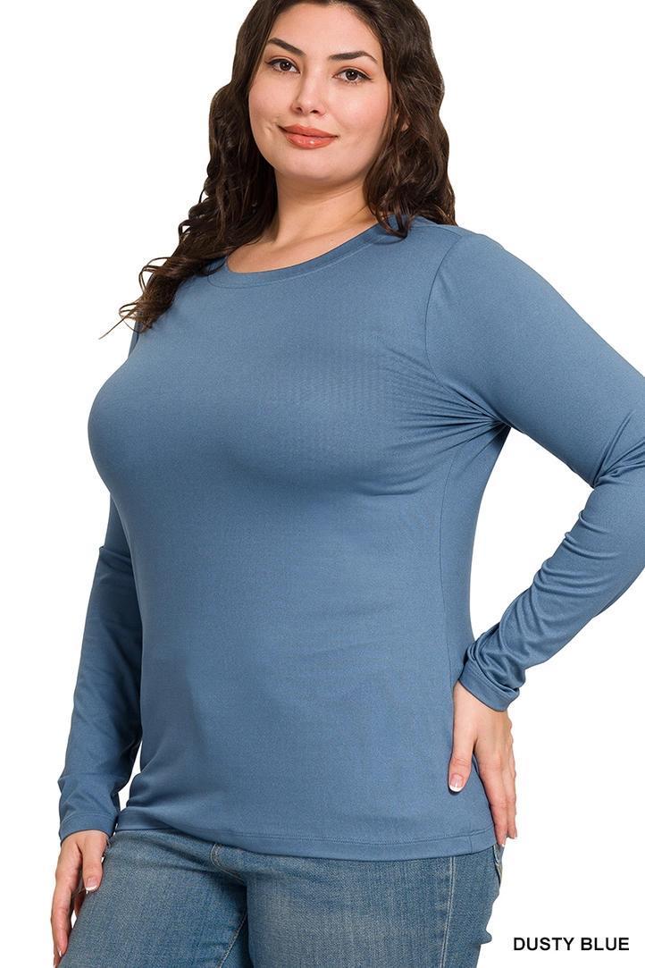 Zenana Brushed Microfiber Long Sleeve Round Neck Tee