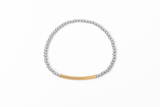Meralora 3mm w/ Bar Mixed Metal Stretch Bracelet