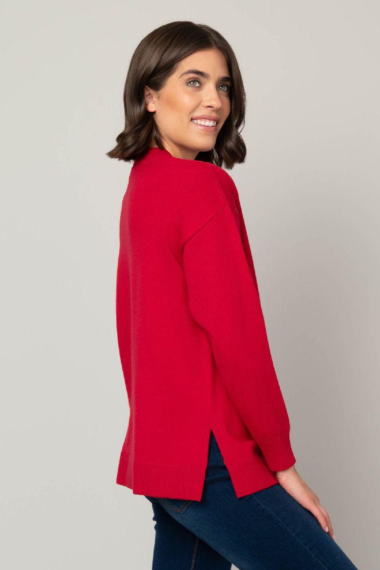 Heart of Pine Jersey Stitch V-Neck Sweater - Curvy