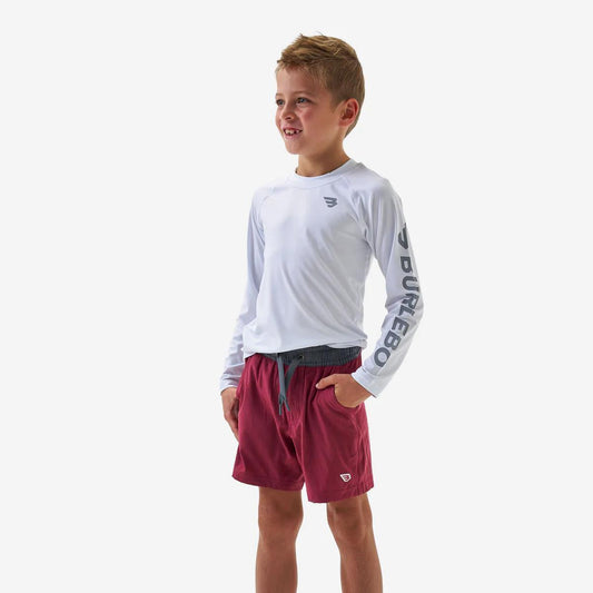 BURLEBO Youth Athletic Short - Cardinal - Topo Desert Camo Liner