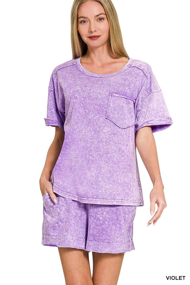 Zenana #CTCPW-3529A5 Wash Boxy Short & Top Set