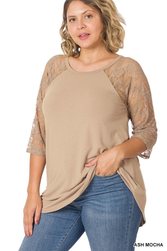 ZENANA LT-6332 Lace Half Sleeve Top
