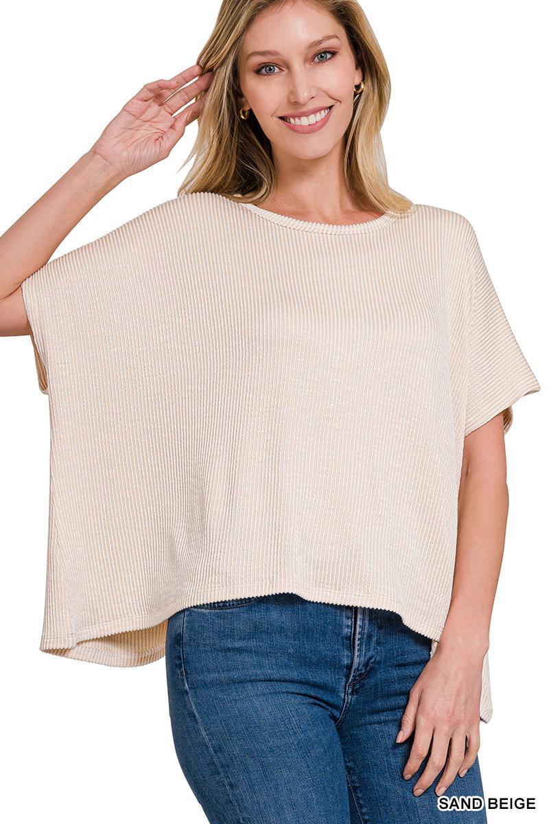 Zenana 8391A Ribbed Striped Oversized Top