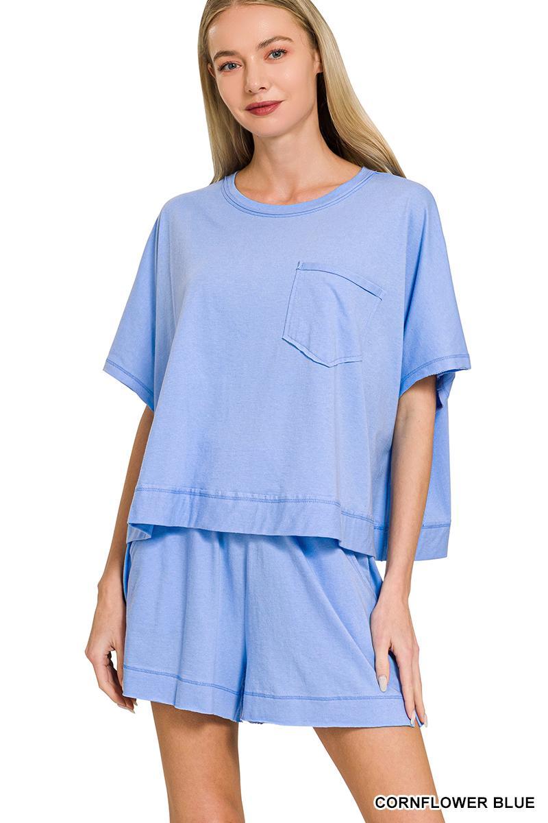 Zenana #CTCP-3528Y Exposed Seam Boxy Top Set