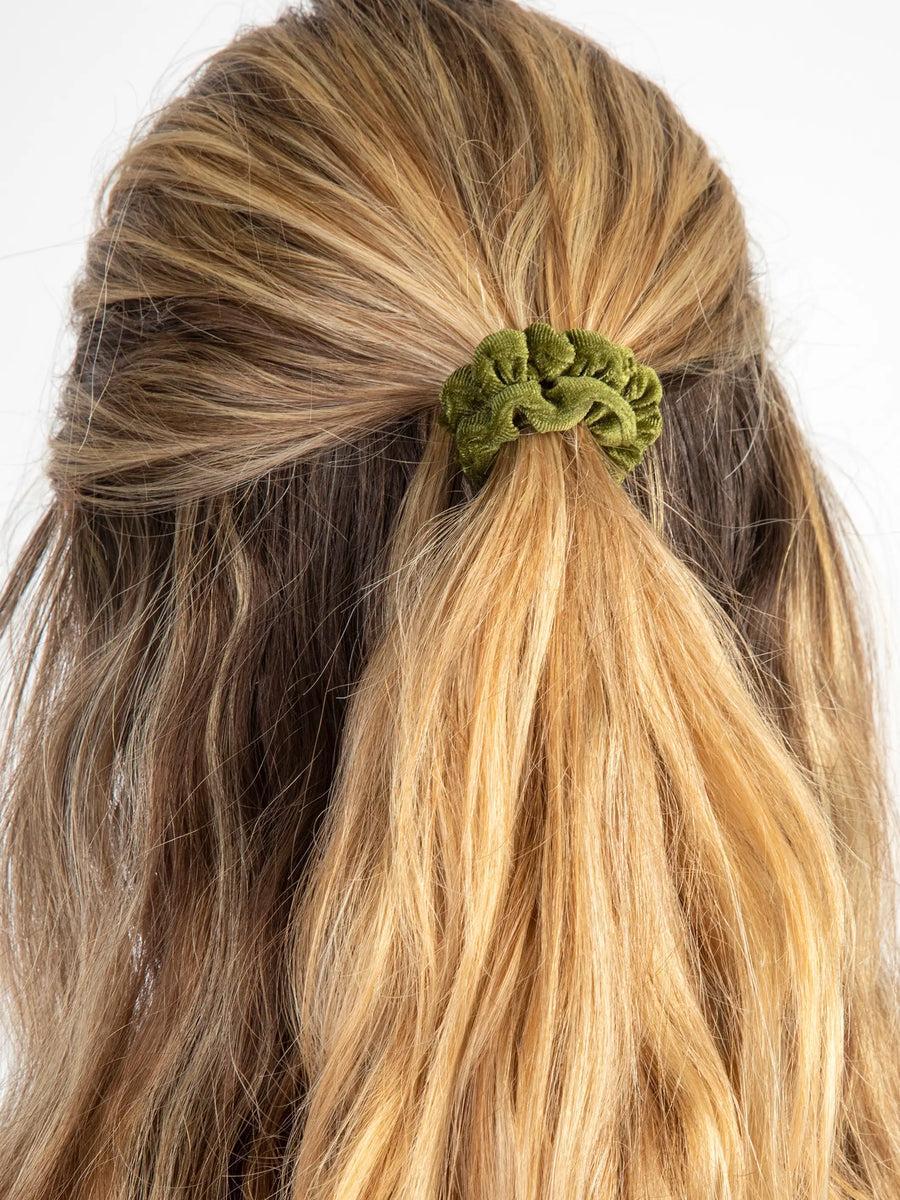 Natural Life Velvet Scrunchies, Set of 5 - Olive