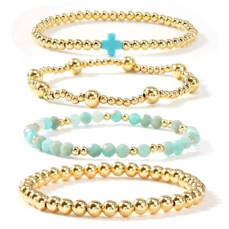 BOHO CROSS MULTI  COLORFUL BEADED STRETCH BRACELET | 40B5180