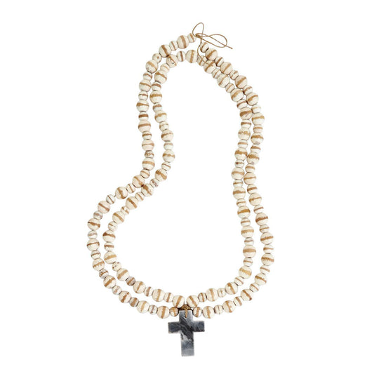 Gray Marble Cross Blessing Beads