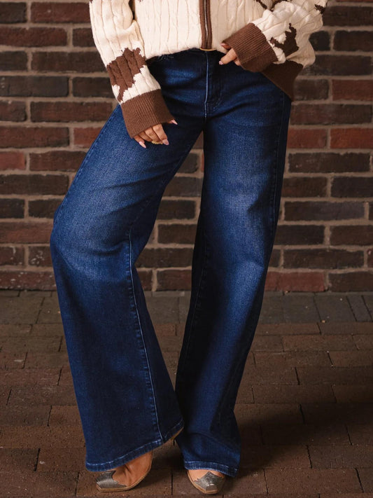 G&E Wide Leg Jeans, Dark Wash 1158J