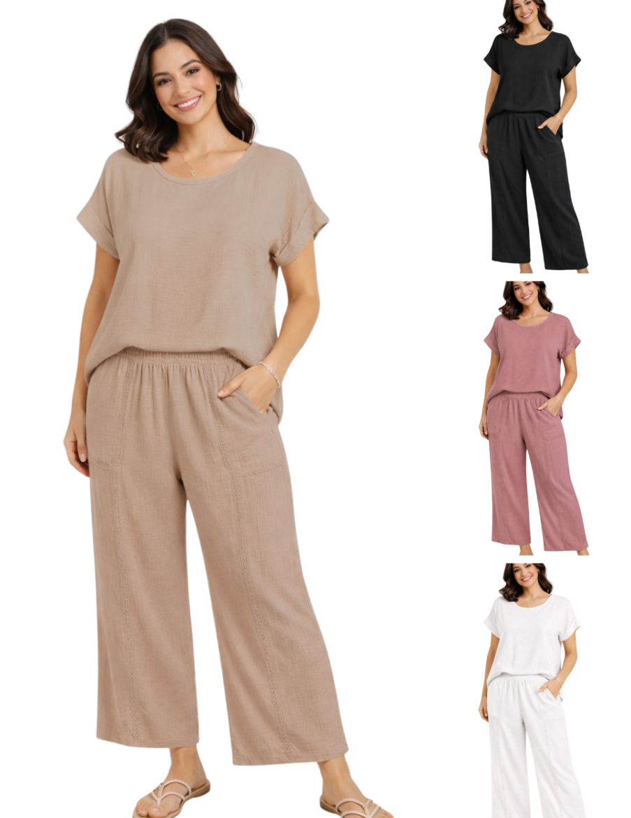 Cotton Gauze Roll Cuff Tee