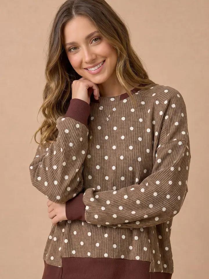 Polka Dot Wave Rib Top