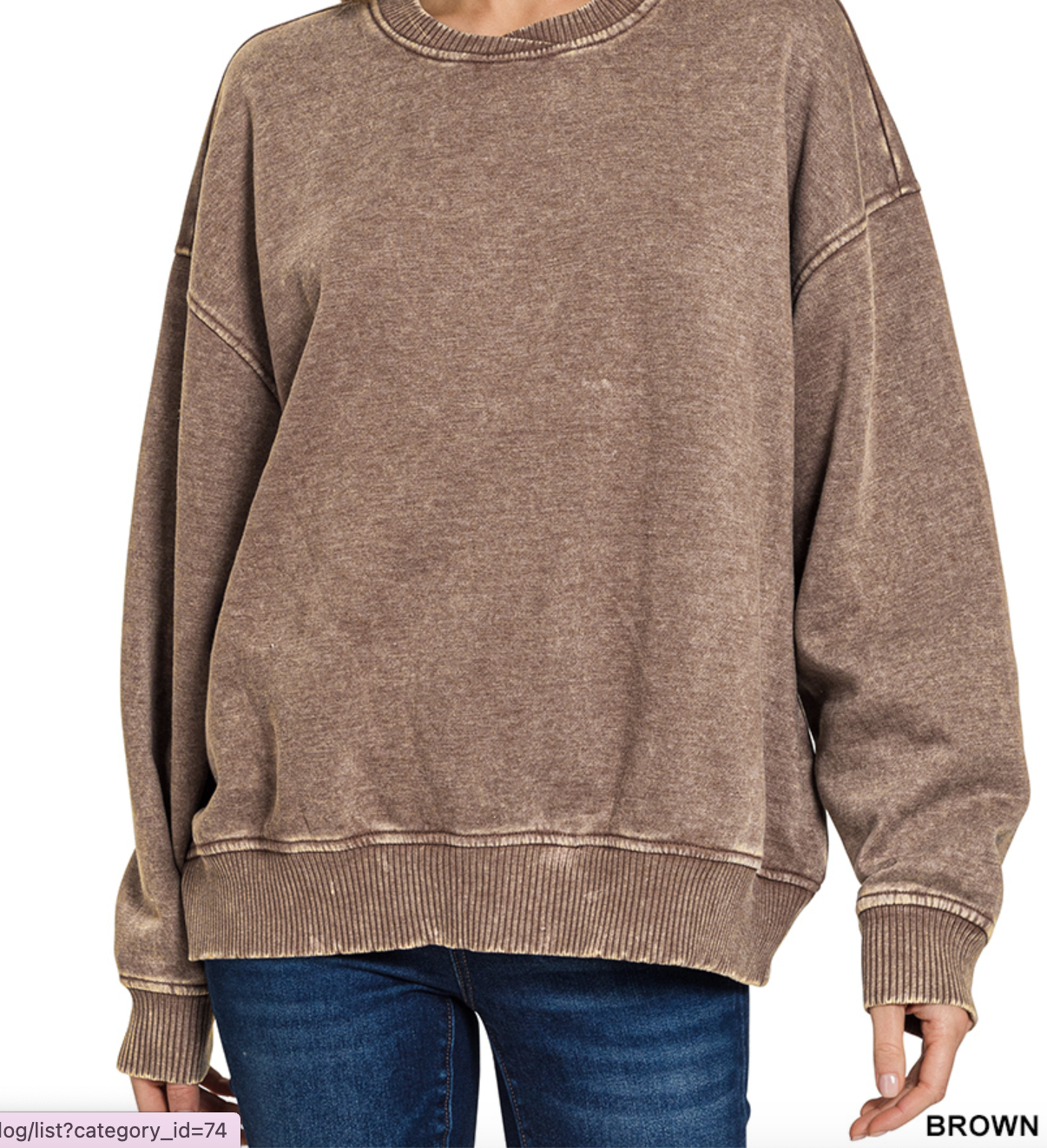 Zenana OTW-4313A Acid Wash Oversized Fleece Pullover