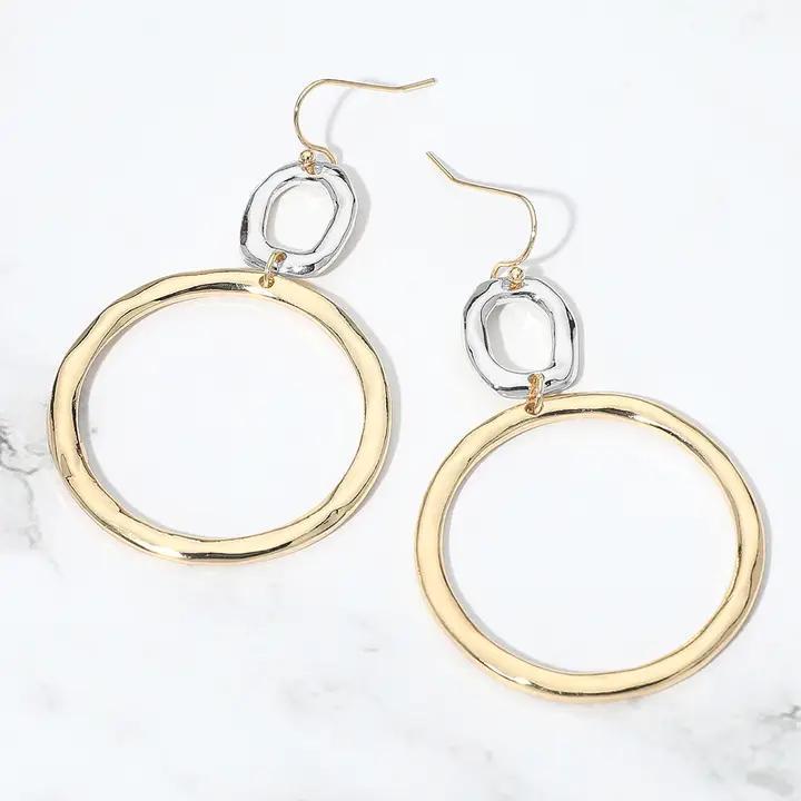 Open Oval Circle Link Drop Earrings