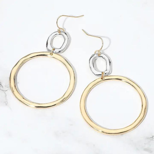 Open Oval Circle Link Drop Earrings