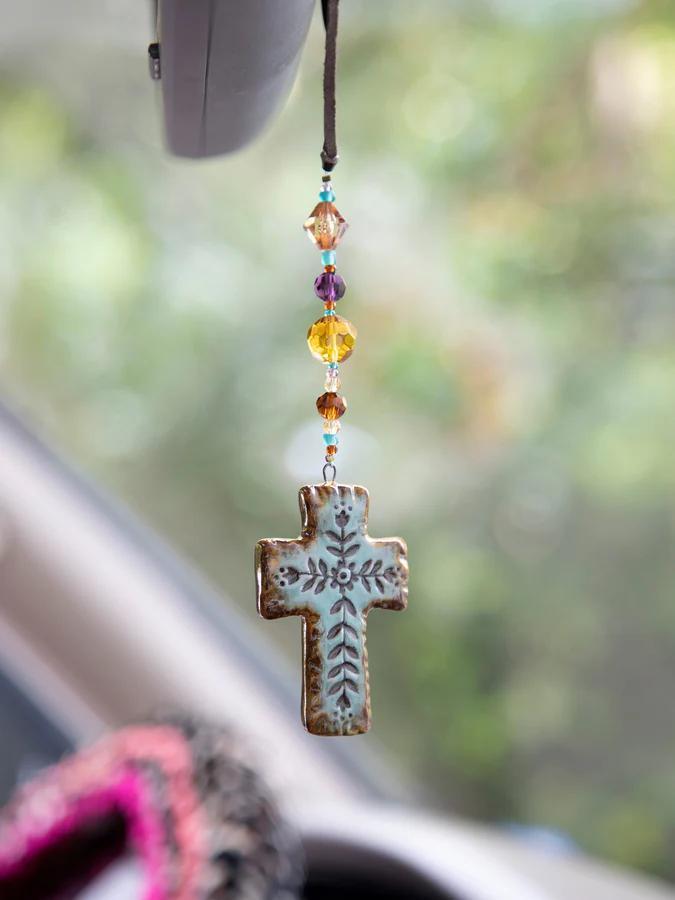 Natural Life Artisan Cross Car Charm