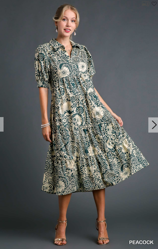 Umgee A0855 Vintage Garden Shirt Dress