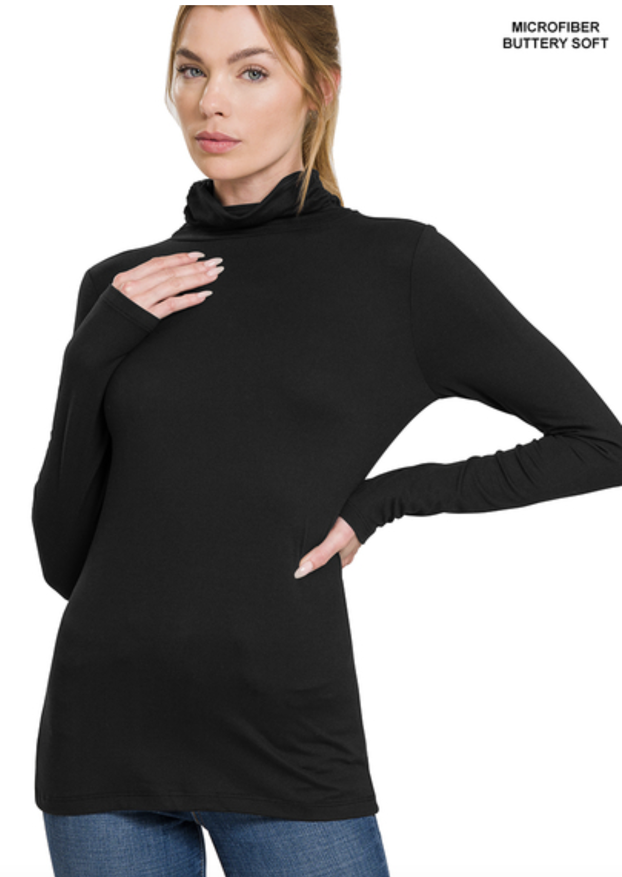 ZENANA BRUSHED MICROFIBER MOCK NECK TOP