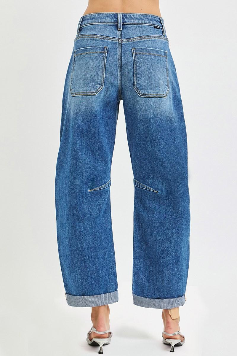 Risen SLOUCHY CROPPED BARREL JEANS WITH CUFFED HEM PGC21433