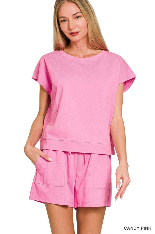 Zenana Premium cotton top & shorts set