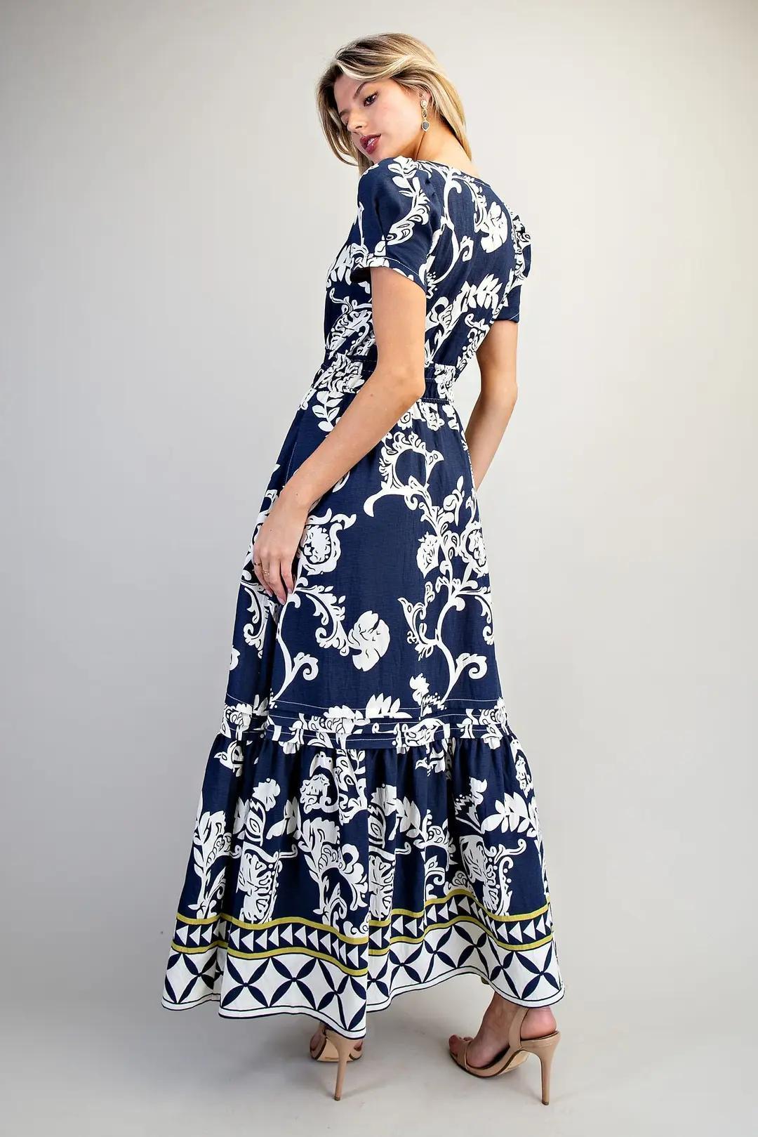 EE:SOME Printed Elastic Waist Maxi Dress