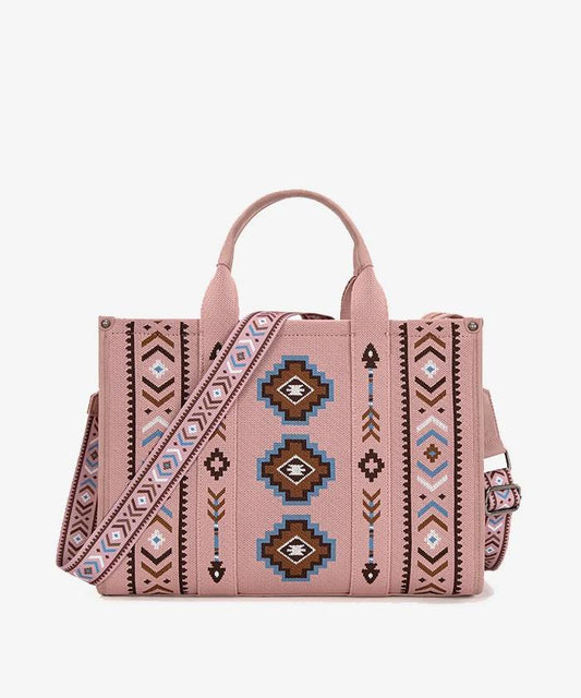 WRANGLER Montana West Aztec Retro Arrows Dual Sided Print Wide Tote