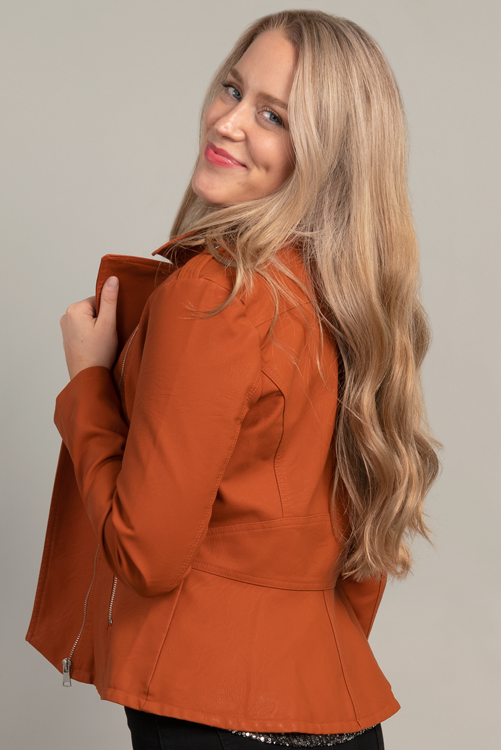 ASYMMETRICAL ZIP VEGAN LEATHER MOTO JACKET